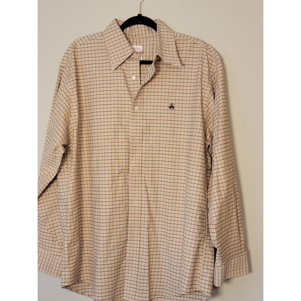 Brooks Brothers‎ Shirt Mens Large Madison Fit Non Iron Stretch Plaid Button Down